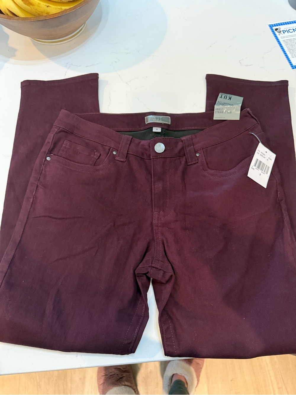 Kut from the Kloth Women’s Straight Leg Jeans in Burgundy